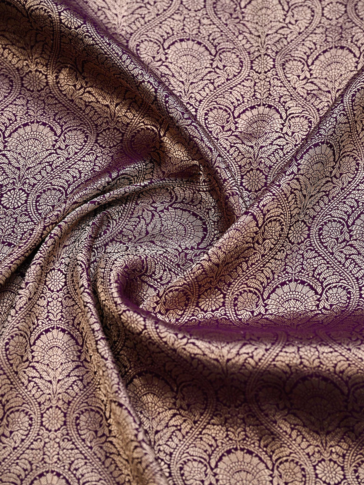 Dark Purple Silk Brocade Handloom Banarasi Saree