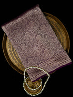 Dark Purple Silk Brocade Handloom Banarasi Saree