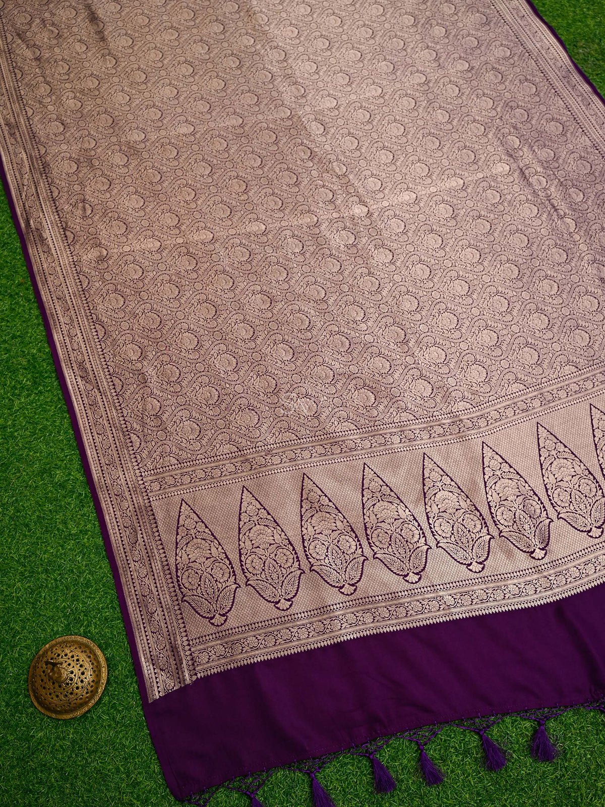 Dark Purple Silk Brocade Handloom Banarasi Saree