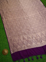 Dark Purple Silk Brocade Handloom Banarasi Saree