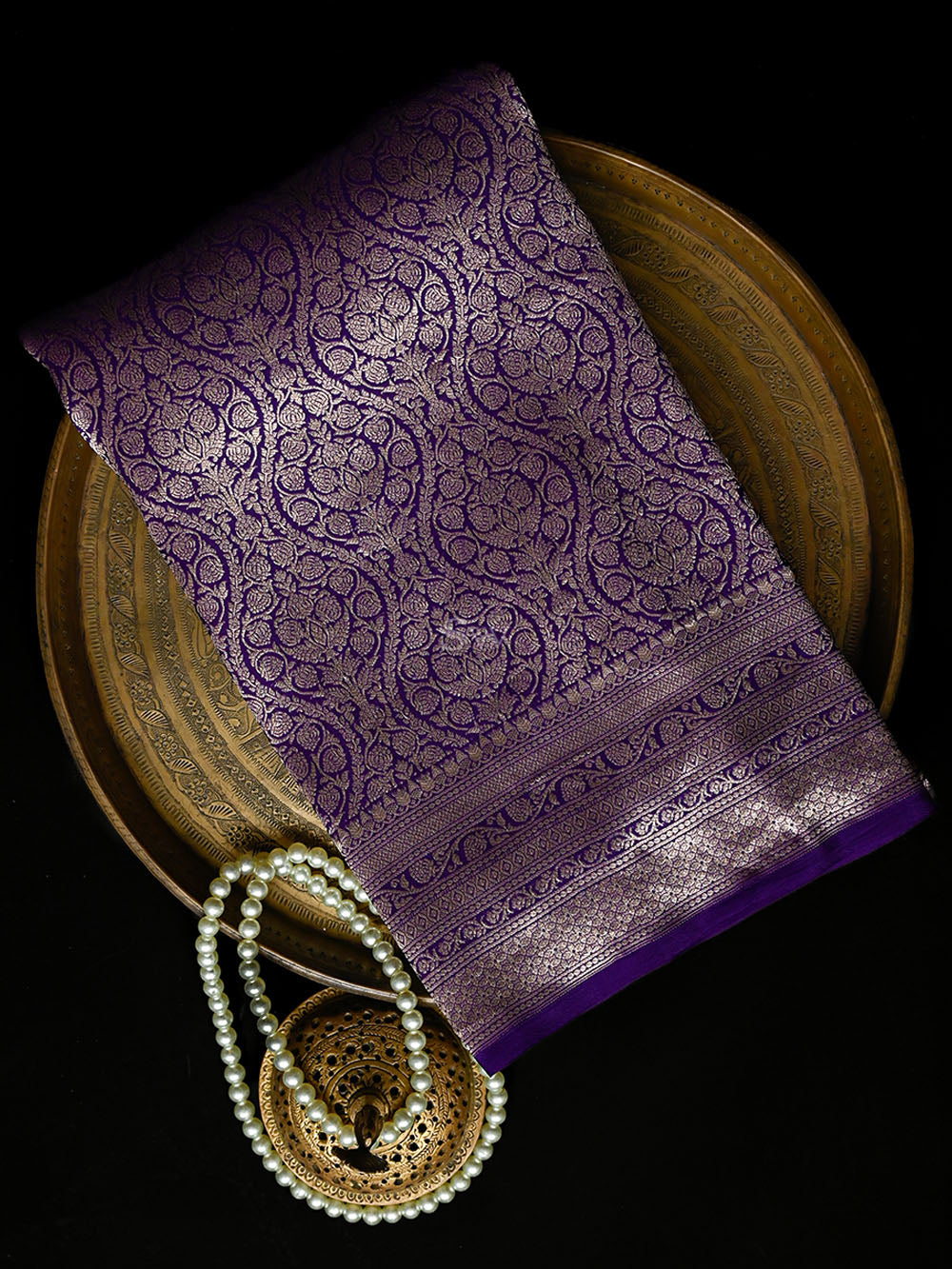 Purple Silk Brocade Handloom Banarasi Saree