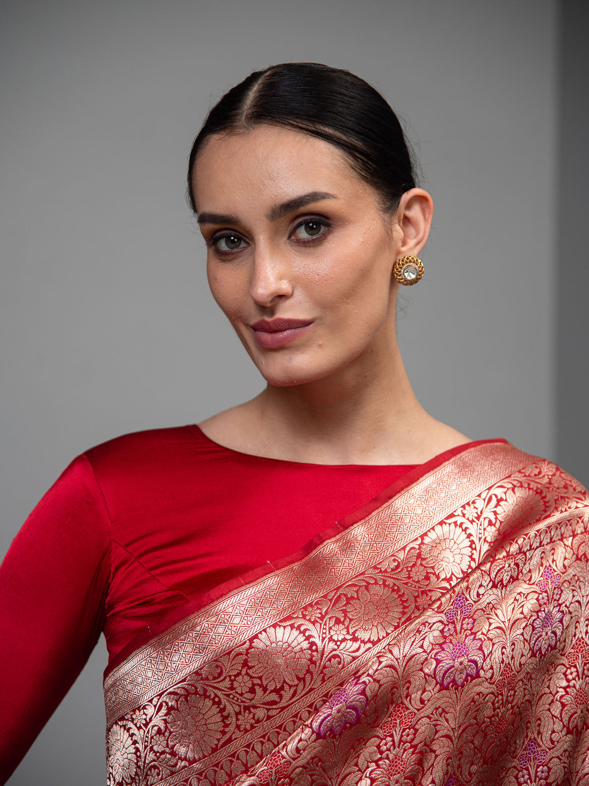 Red Meenakari Silk Brocade Handloom Banarasi Saree