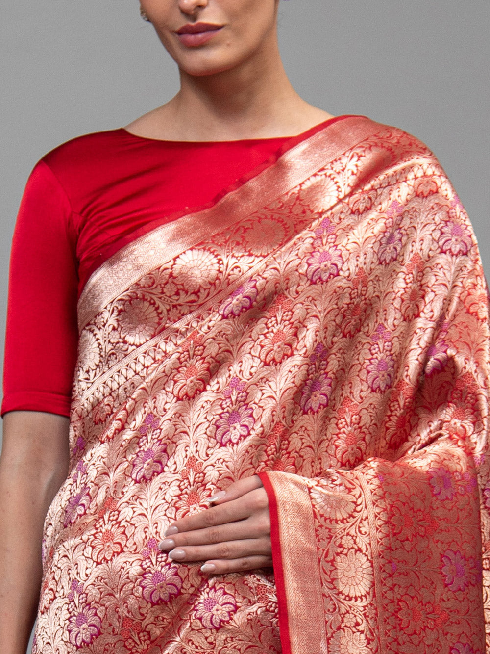 Red Meenakari Silk Brocade Handloom Banarasi Saree
