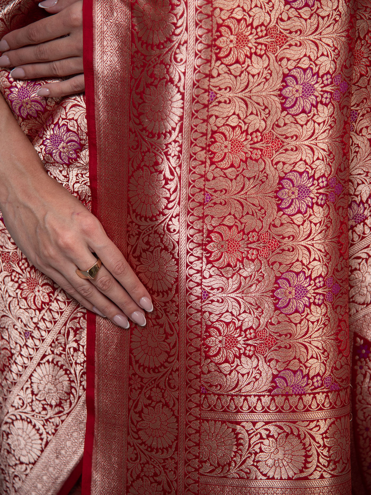 Red Meenakari Silk Brocade Handloom Banarasi Saree