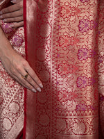 Red Meenakari Silk Brocade Handloom Banarasi Saree