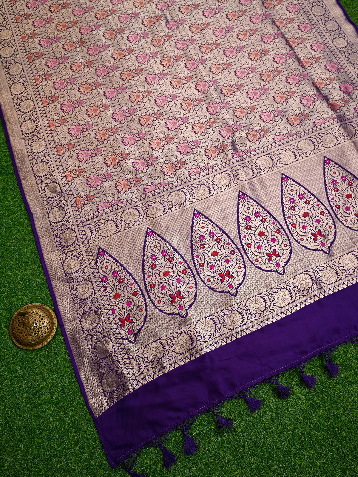 Purple Meenakari Silk Brocade Handloom Banarasi Saree