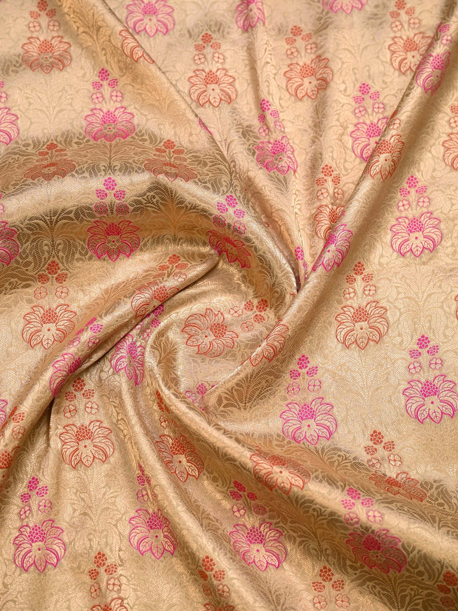 Cream Meenakari Silk Brocade Handloom Banarasi Saree - Sacred Weaves