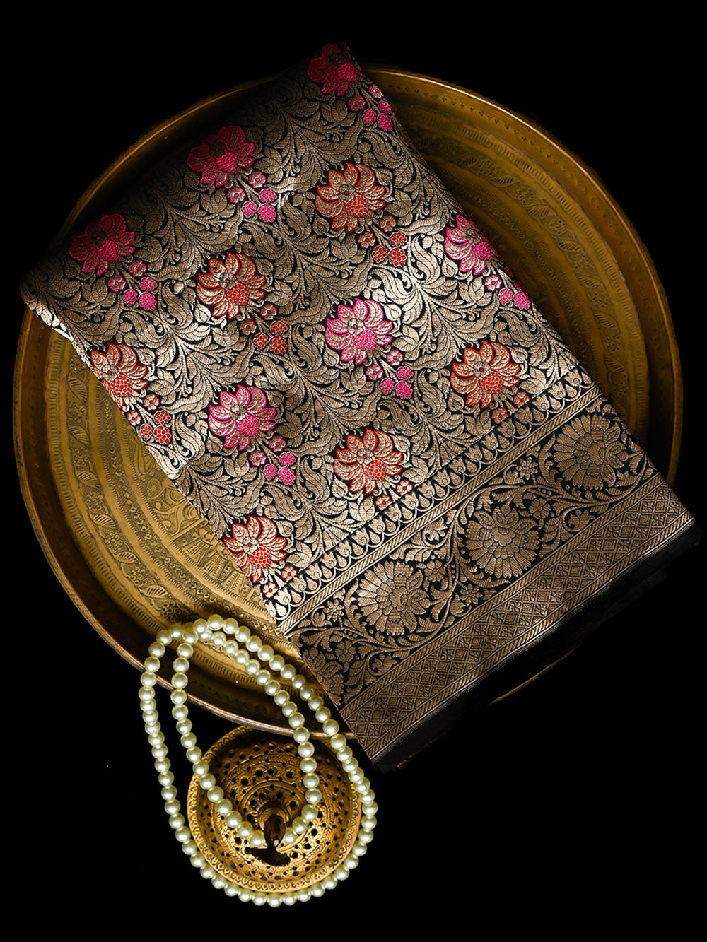 Black Meenakari Silk Brocade Handloom Banarasi Saree