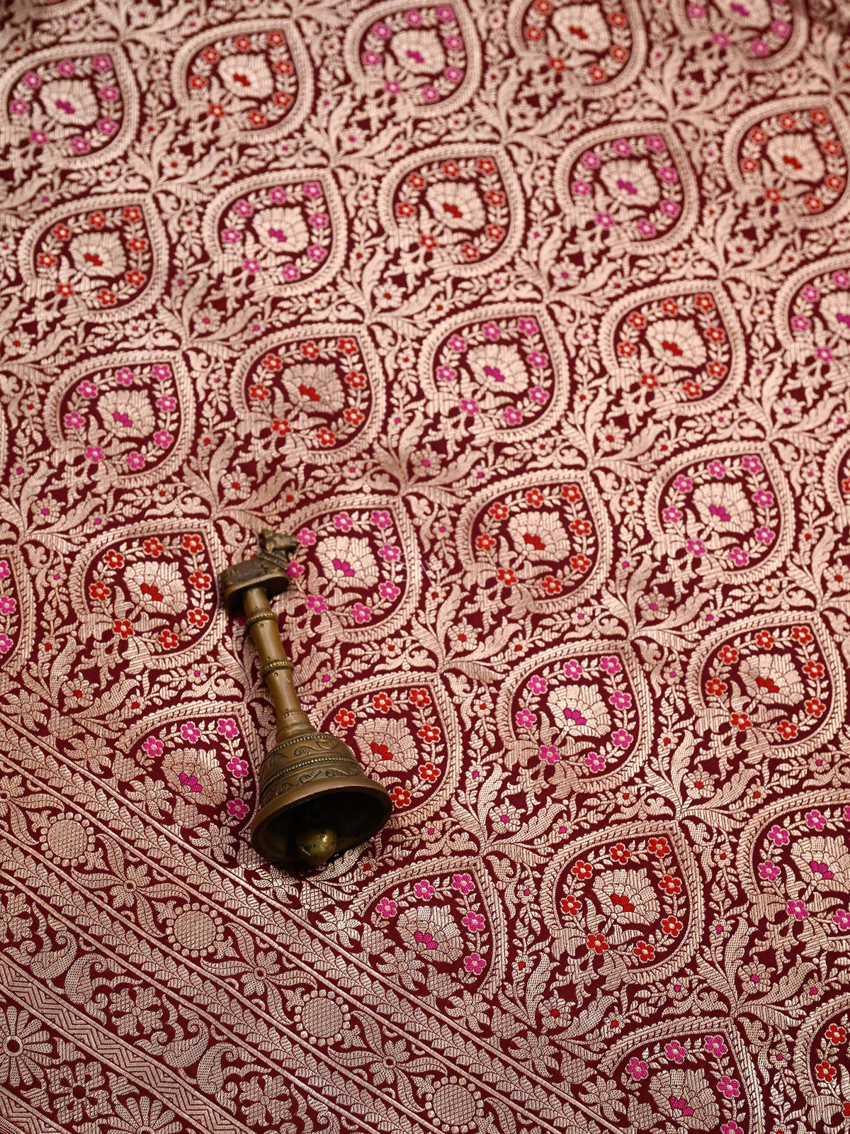 Maroon Meenakari Silk Brocade Handloom Banarasi Saree