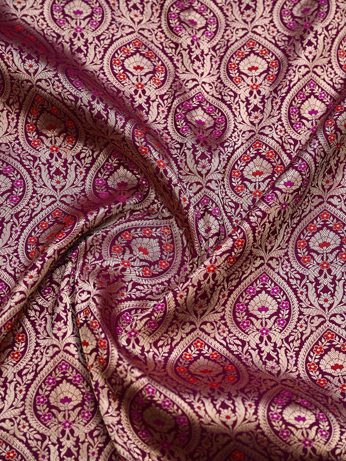 Dark Magenta Meenakari Silk Brocade Handloom Banarasi Saree