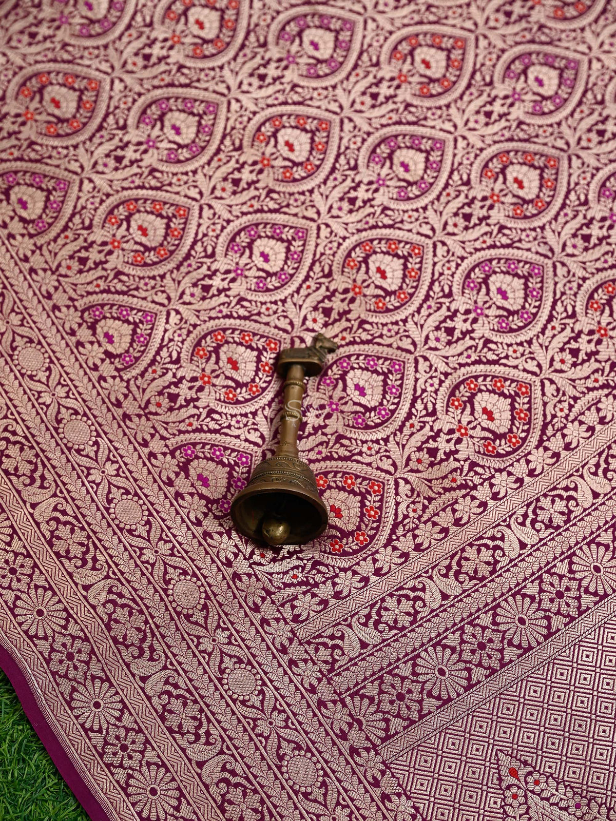 Dark Magenta Meenakari Silk Brocade Handloom Banarasi Saree