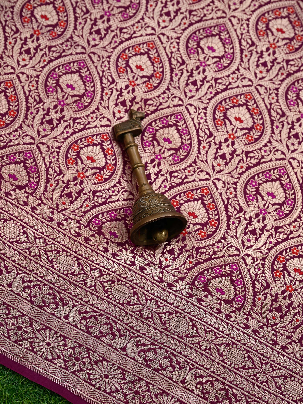 Dark Magenta Meenakari Silk Brocade Handloom Banarasi Saree