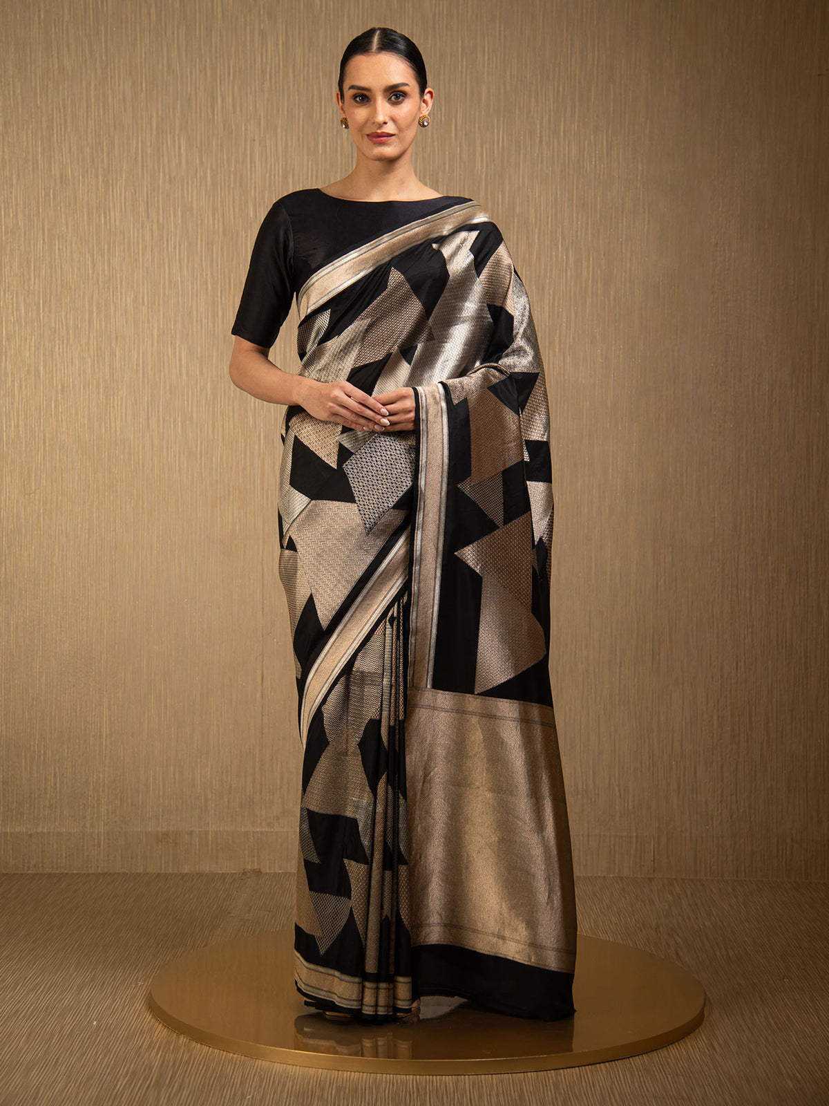 Black Katan Silk Handloom Banarasi Saree