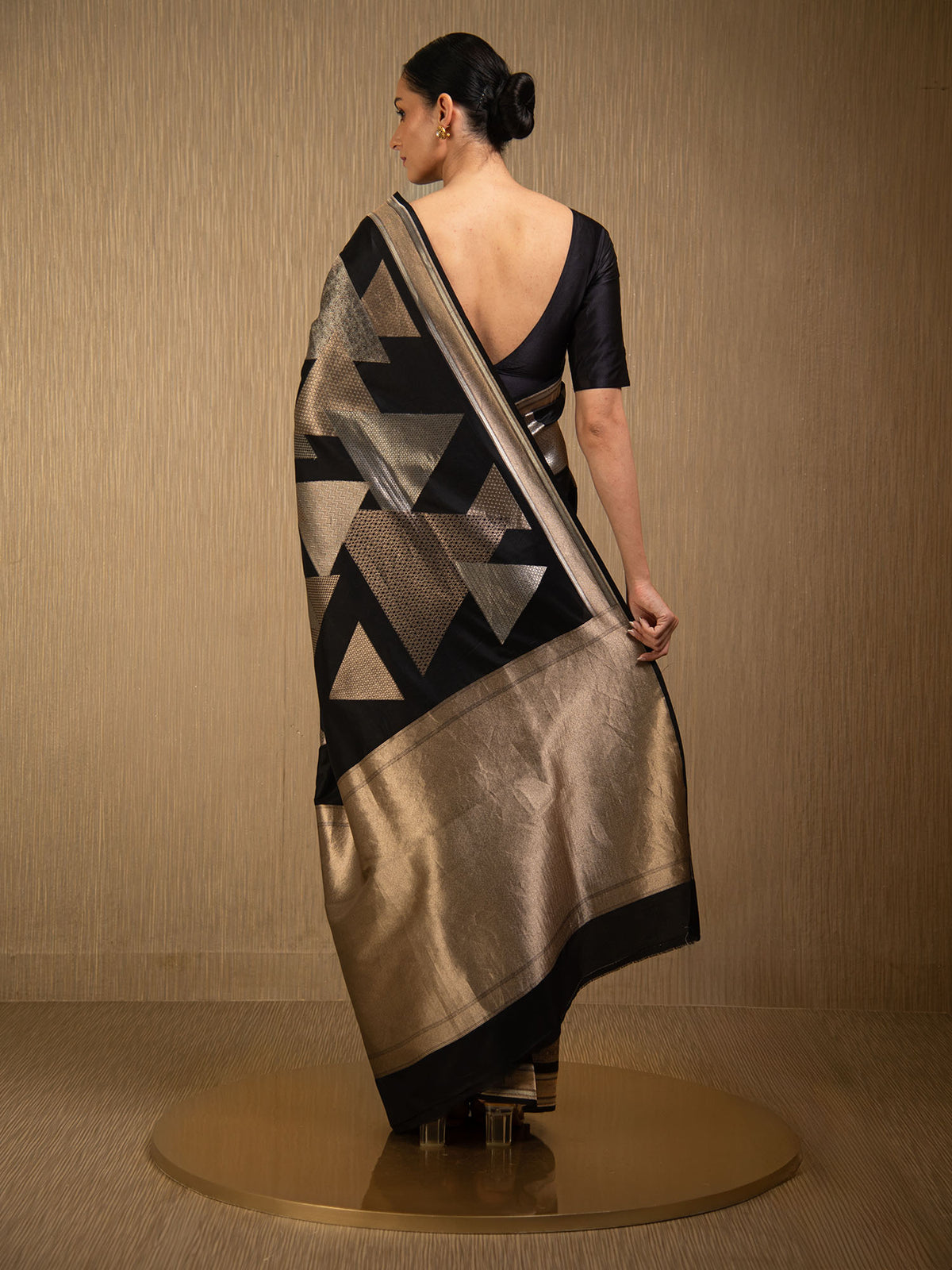 Black Katan Silk Handloom Banarasi Saree