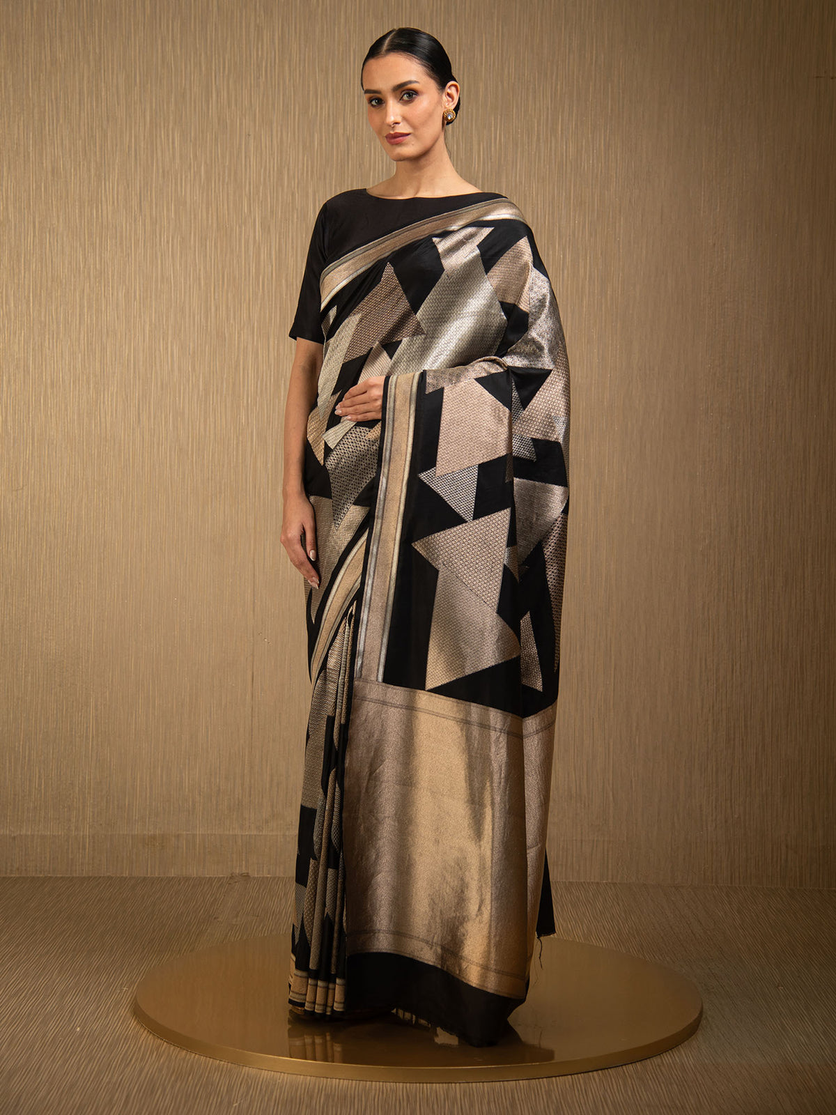 Black Katan Silk Handloom Banarasi Saree