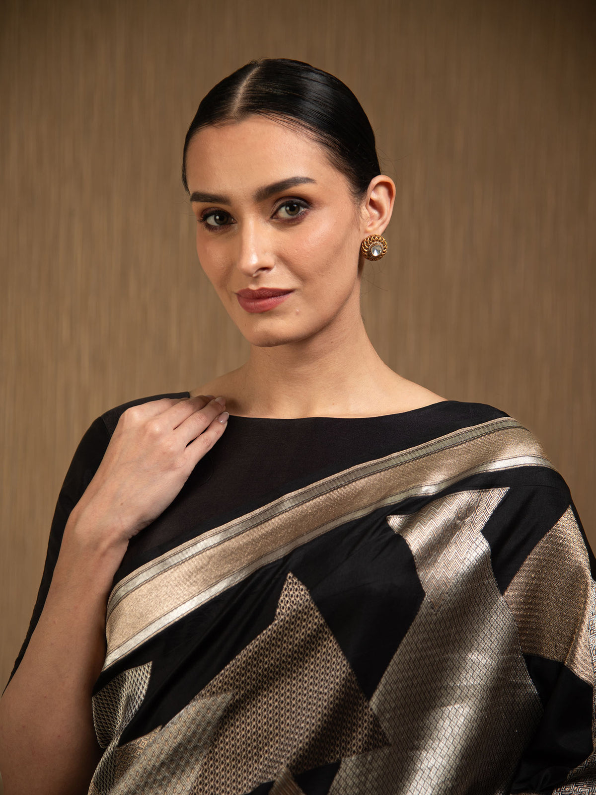 Black Katan Silk Handloom Banarasi Saree