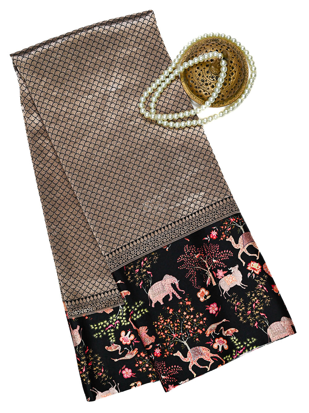 Black Silk Brocade Handloom Banarasi Saree - Sacred Weaves