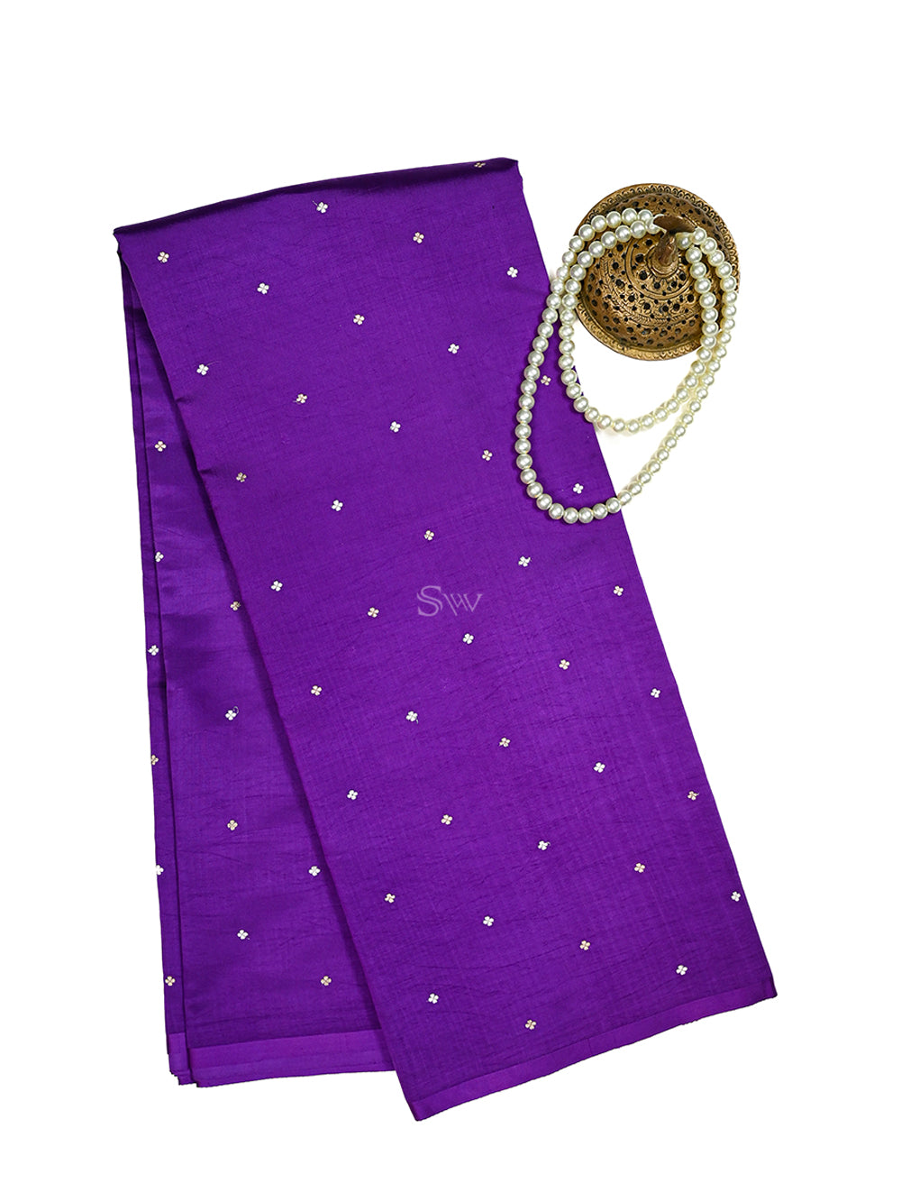 Purple Booti Katan Silk Handloom Banarasi Saree - Sacred Weaves