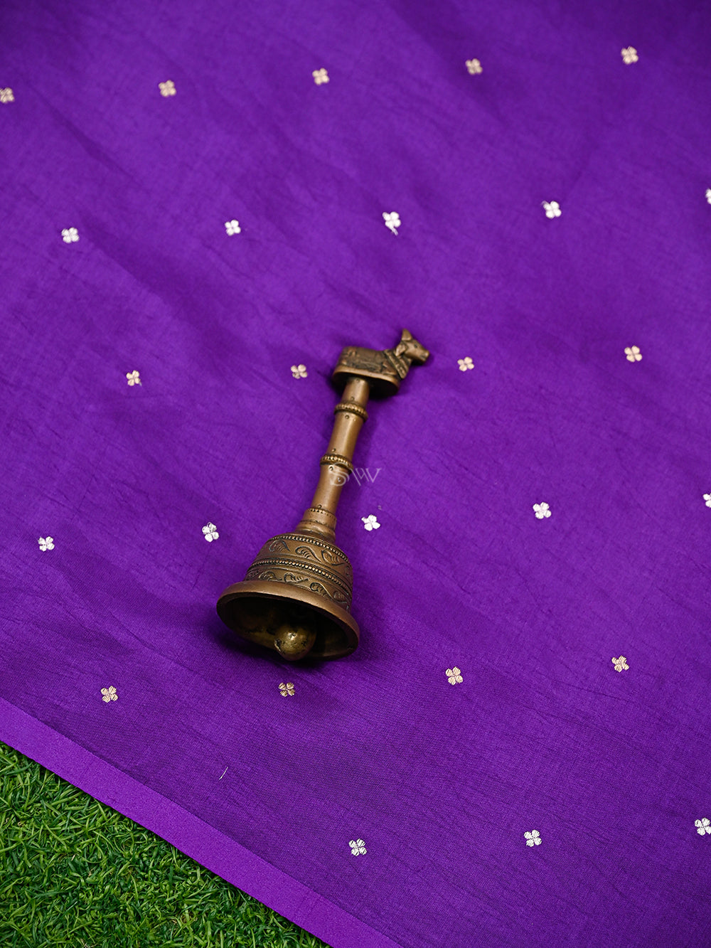 Purple Booti Katan Silk Handloom Banarasi Saree - Sacred Weaves