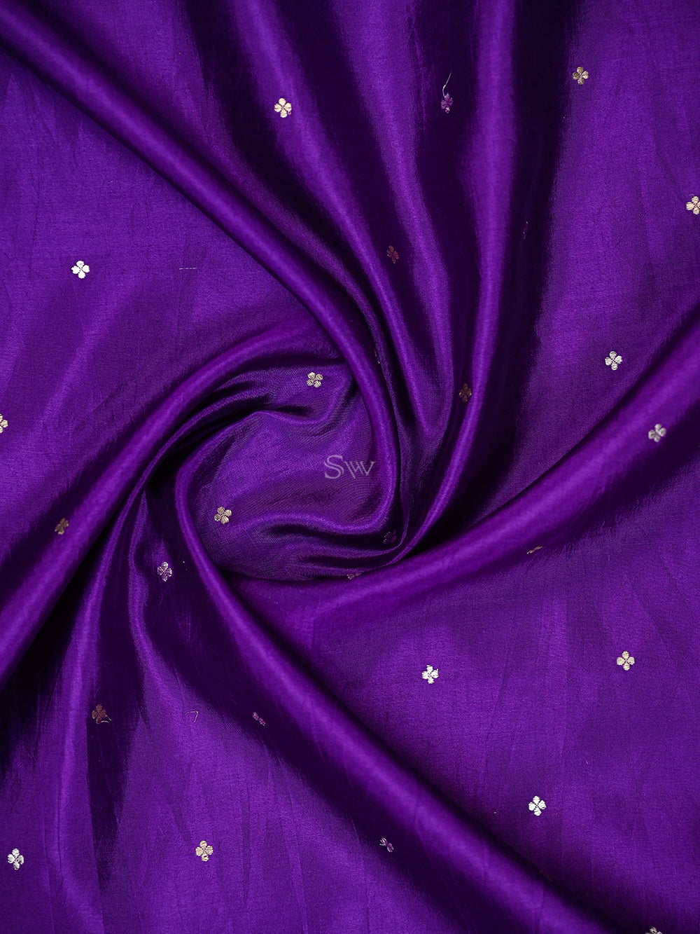 Purple Booti Katan Silk Handloom Banarasi Saree - Sacred Weaves
