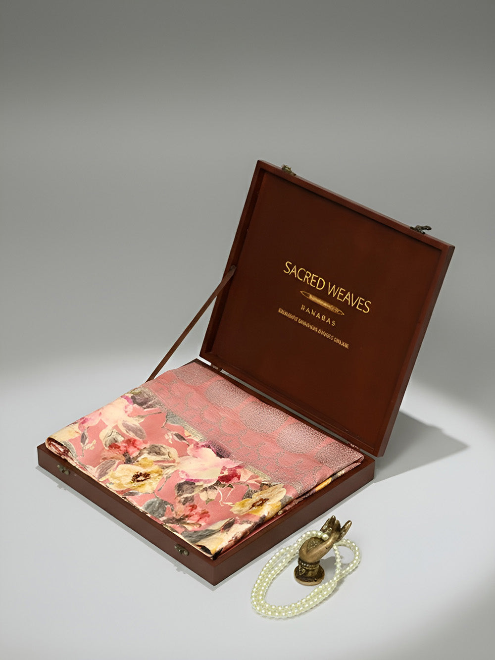 Peach Silver Booti Tussar Silk Handloom Banarasi Saree