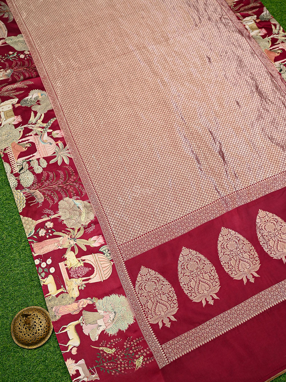 Dark Magenta Silk Brocade Handloom Banarasi Saree - Sacred Weaves