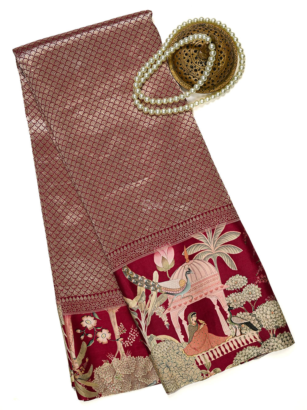 Dark Magenta Silk Brocade Handloom Banarasi Saree - Sacred Weaves