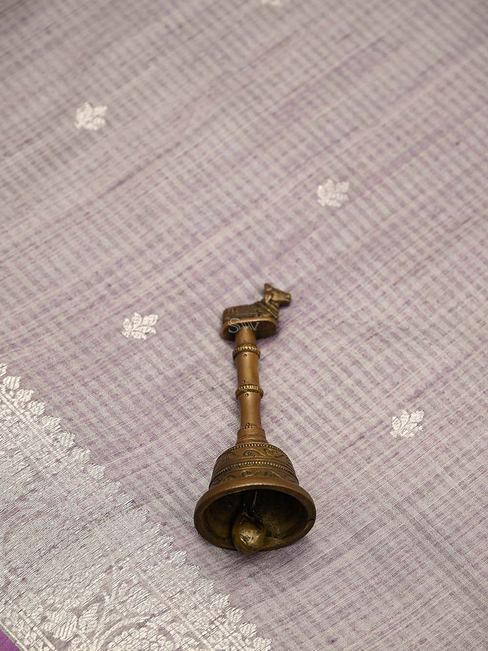 Pastel Lilac Booti Dupion Silk Handloom Banarasi Suit - Sacred Weaves