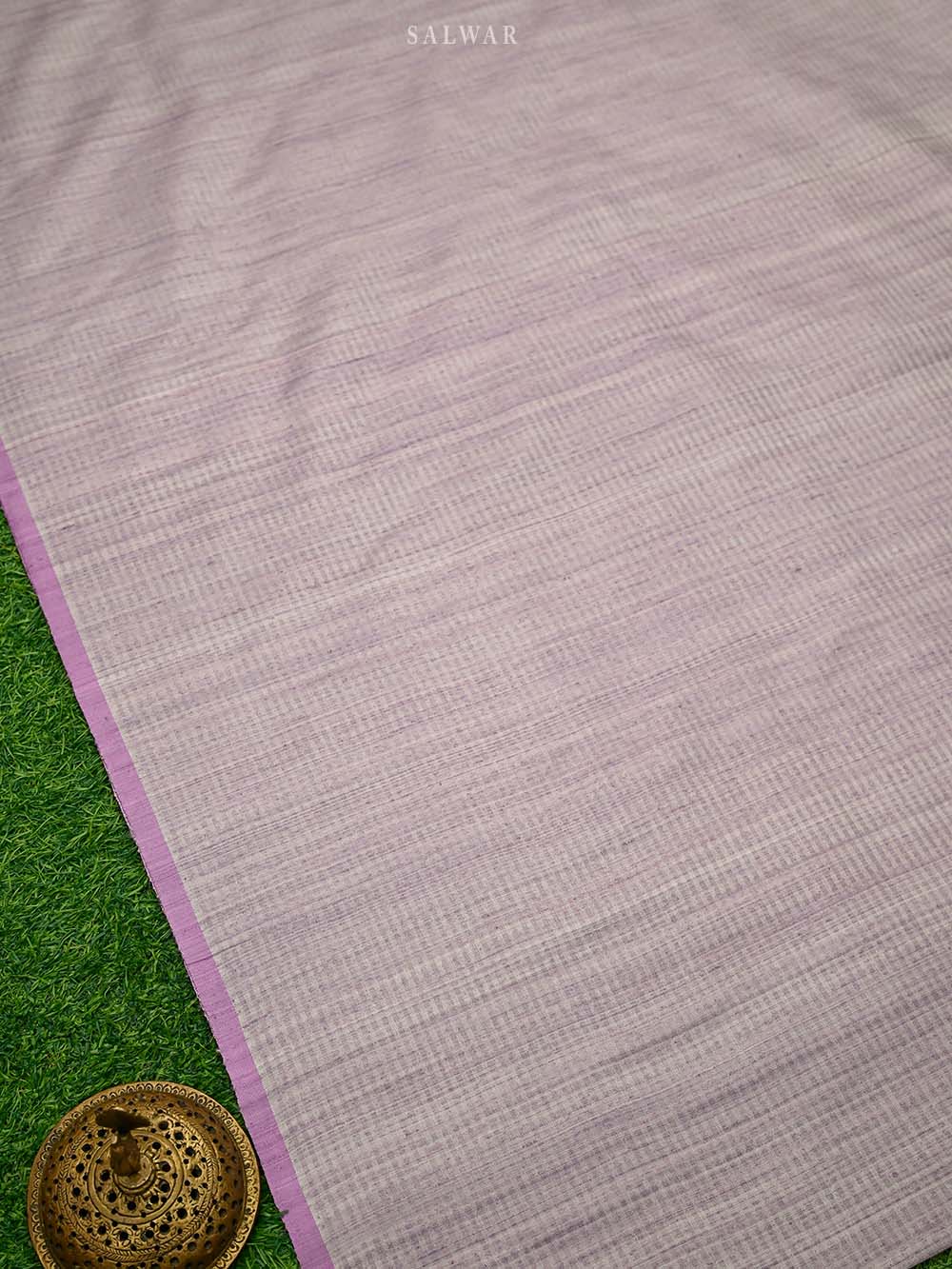 Pastel Lilac Booti Dupion Silk Handloom Banarasi Suit - Sacred Weaves