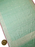 Seafoam Green Booti Dupion Silk Handloom Banarasi Suit - Sacred Weaves
