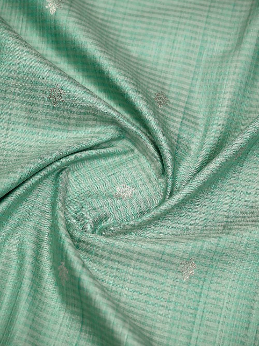 Seafoam Green Booti Dupion Silk Handloom Banarasi Suit - Sacred Weaves