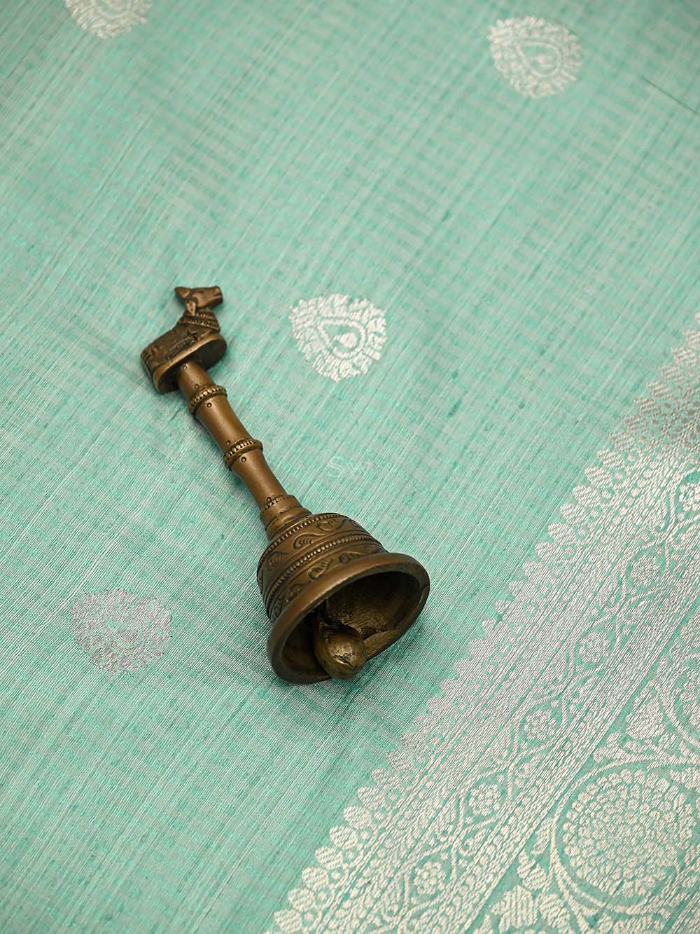 Seafoam Green Booti Dupion Silk Handloom Banarasi Suit - Sacred Weaves