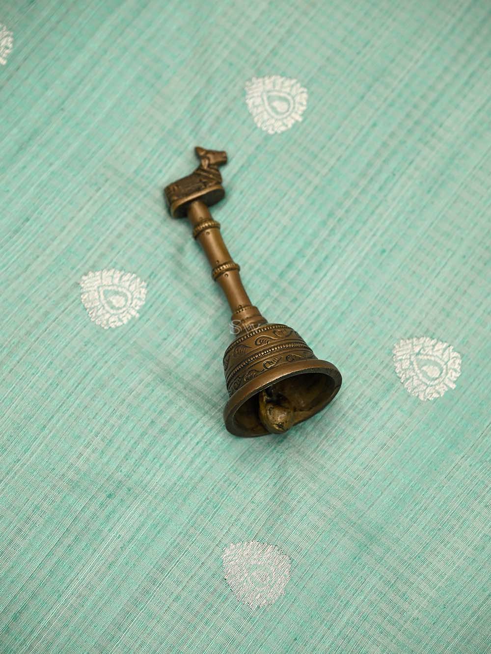 Seafoam Green Booti Dupion Silk Handloom Banarasi Suit - Sacred Weaves