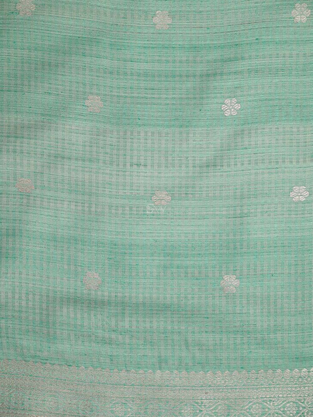 Seafoam Green Booti Dupion Silk Handloom Banarasi Suit - Sacred Weaves