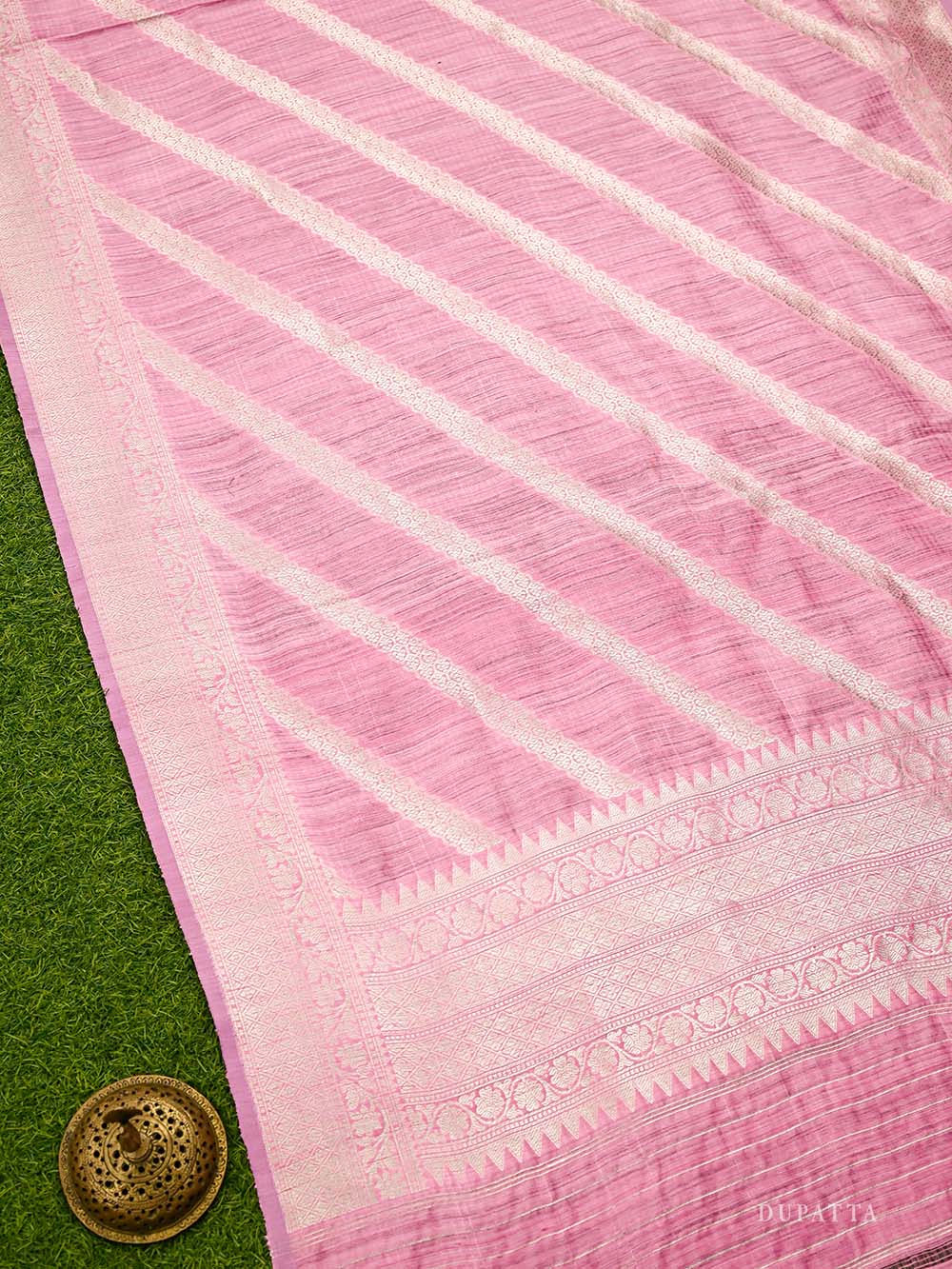 Sea Green Booti Dupion Silk Handloom Banarasi Suit - Sacred Weaves