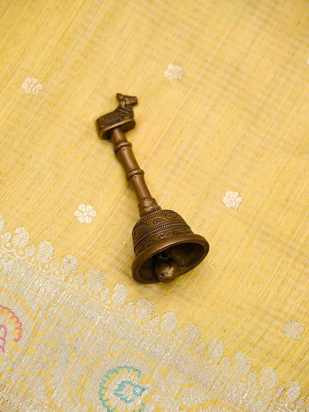 Yellow Booti Dupion Silk Handloom Banarasi Suit - Sacred Weaves