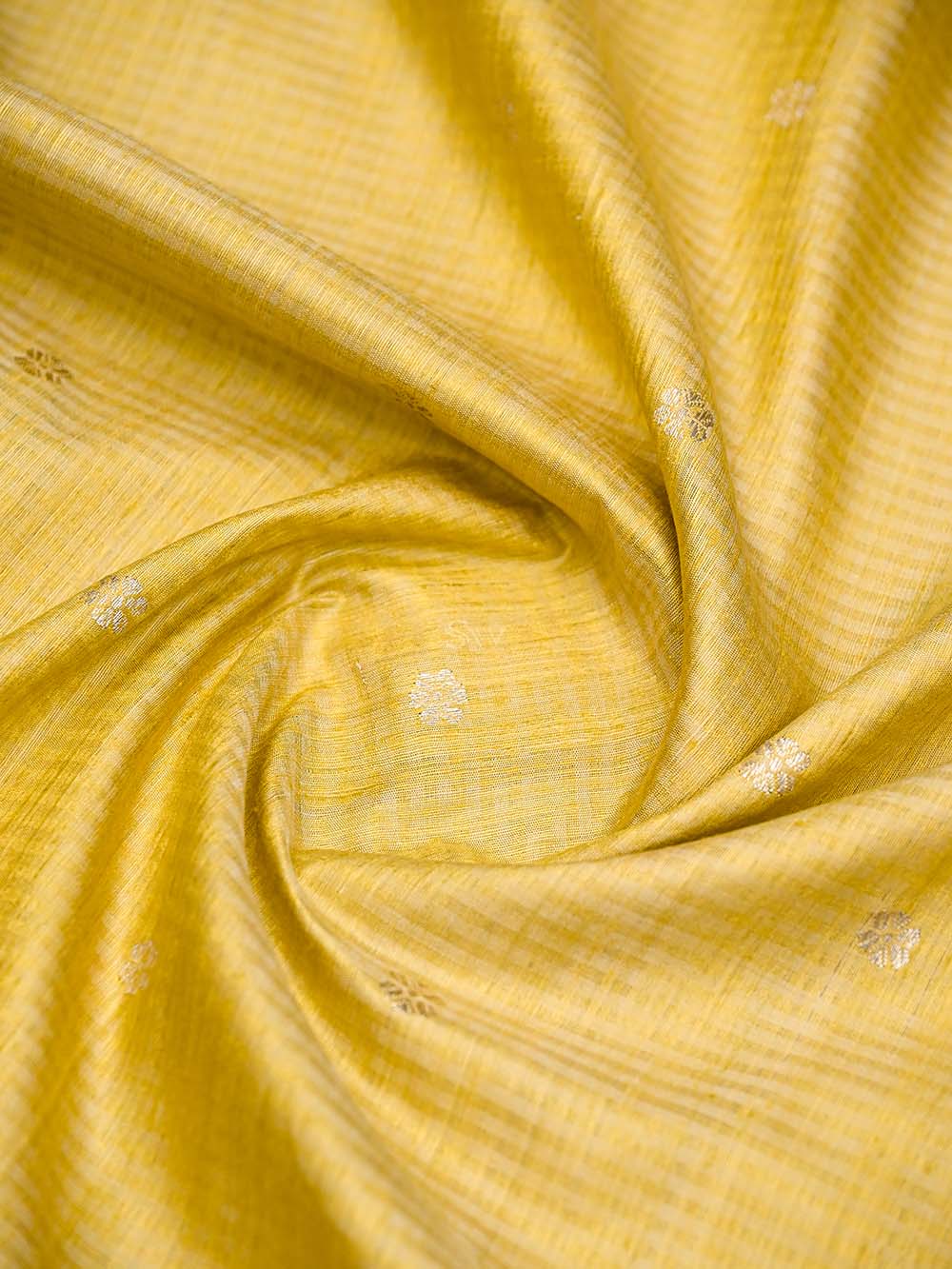 Yellow Booti Dupion Silk Handloom Banarasi Suit - Sacred Weaves
