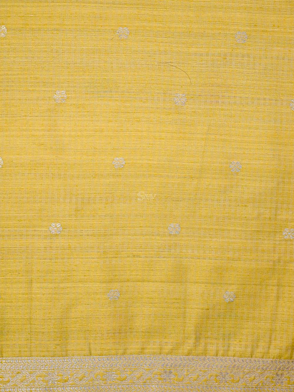 Yellow Booti Dupion Silk Handloom Banarasi Suit - Sacred Weaves