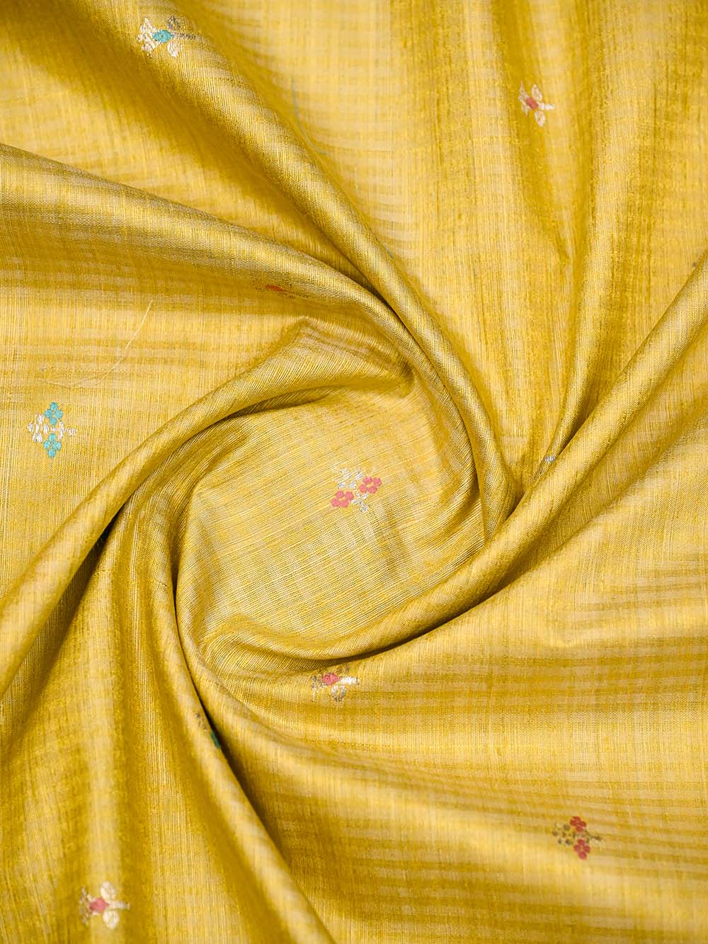 Yellow Booti Dupion Silk Handloom Banarasi Suit - Sacred Weaves
