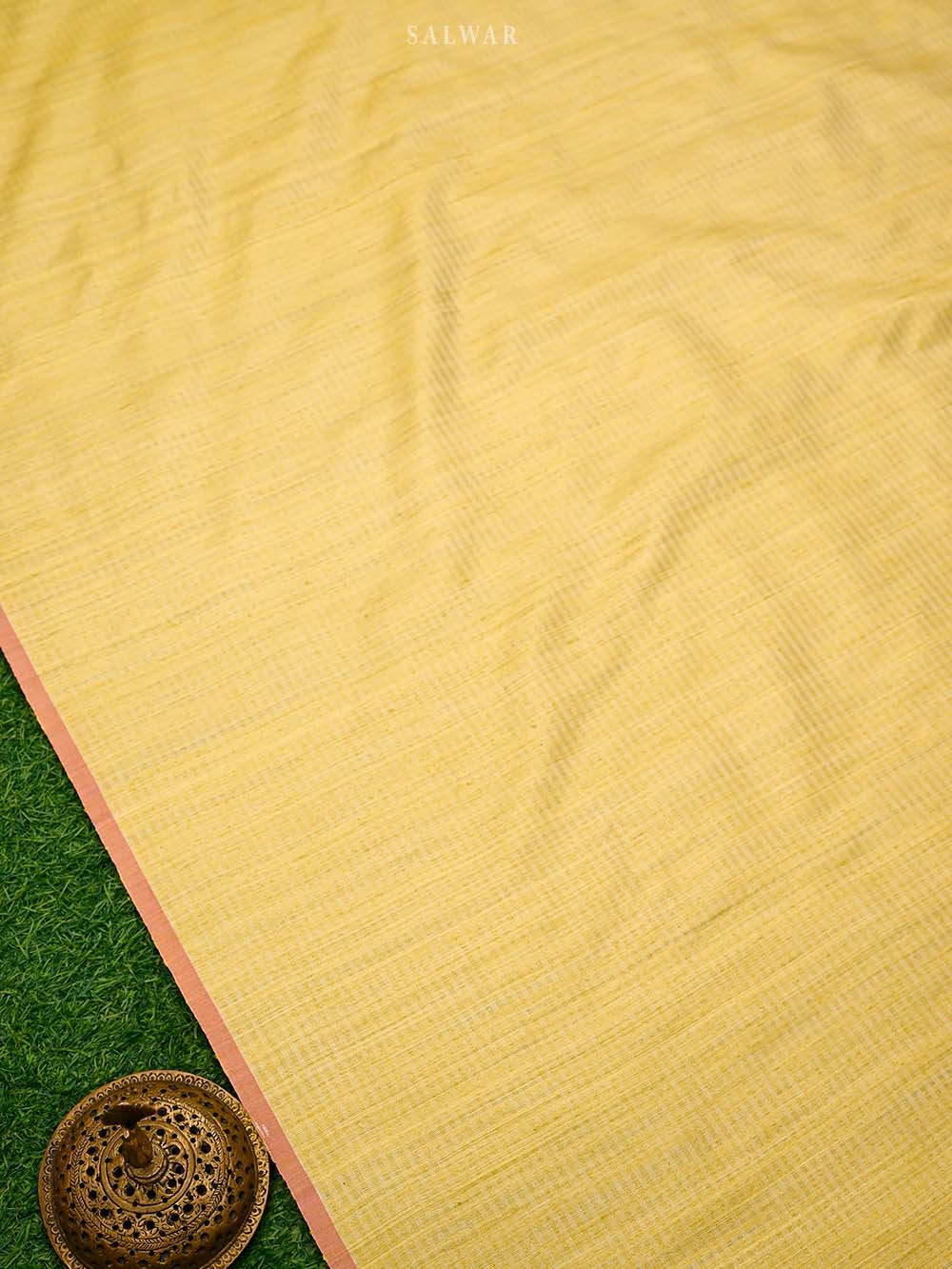 Yellow Booti Dupion Silk Handloom Banarasi Suit - Sacred Weaves