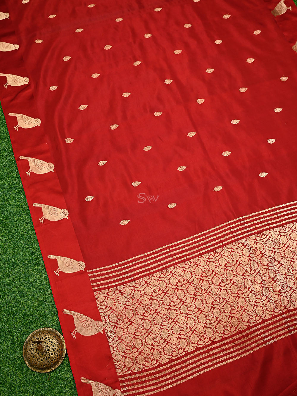 Maroon Booti Katan Silk Handloom Banarasi Saree - Sacred Weaves
