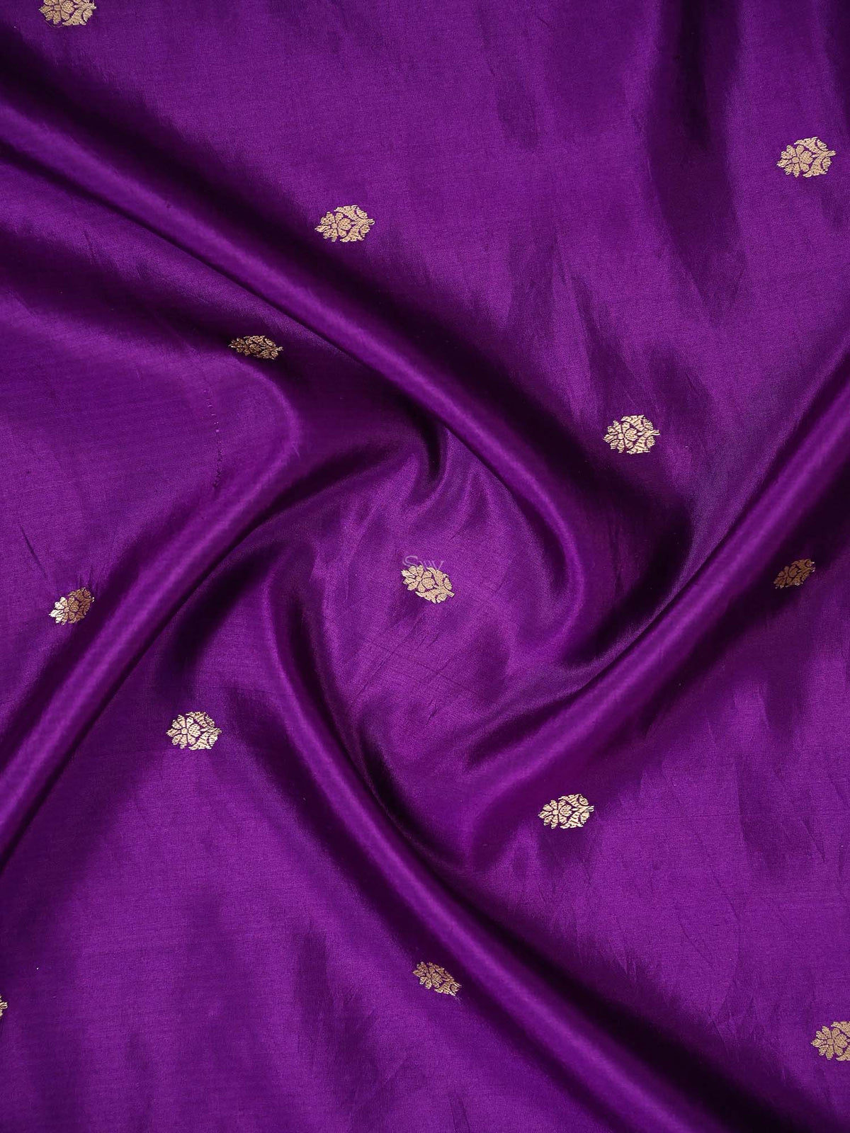 Purple Booti Katan Silk Handloom Banarasi Saree