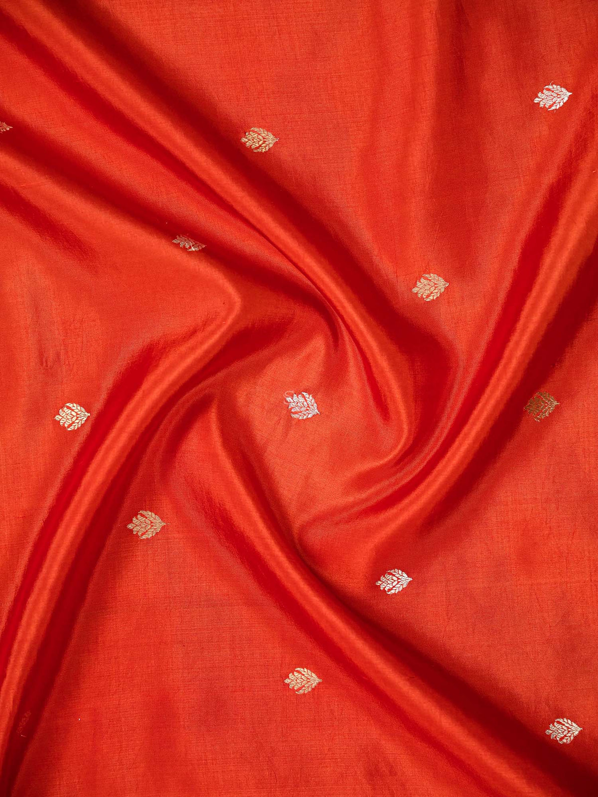Orange Booti Katan Silk Handloom Banarasi Saree