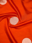 Orange Boota Katan Silk Handloom Banarasi Saree - Sacred Weaves