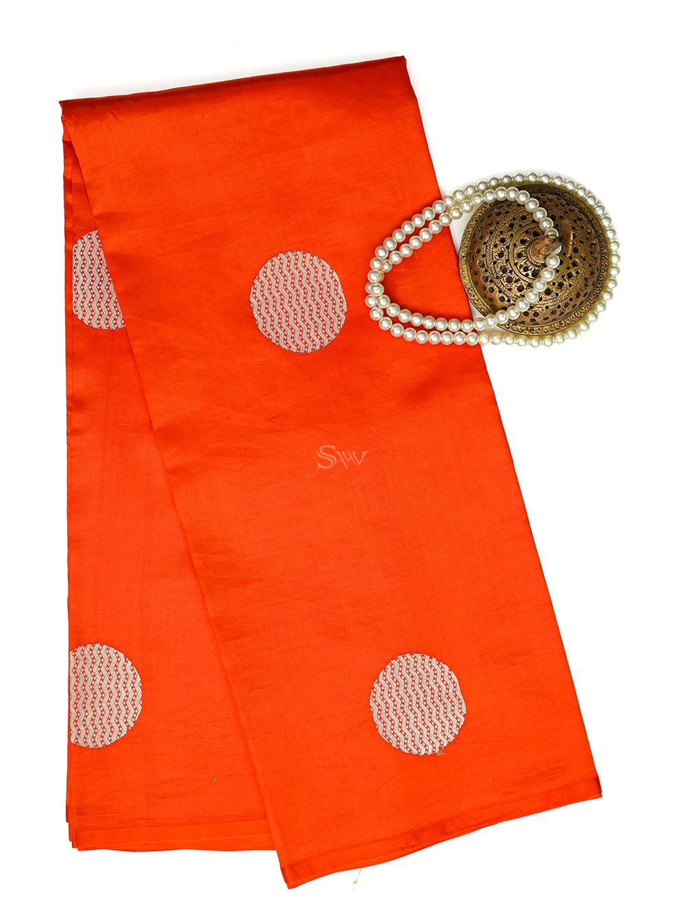 Orange Boota Katan Silk Handloom Banarasi Saree