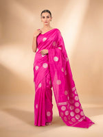 Magenta Boota Katan Silk Handloom Banarasi Saree - Sacred Weaves