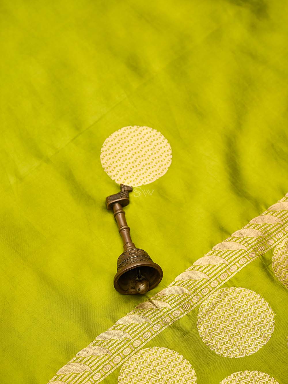 Lime Green Sona Rupa Boota Katan Silk Handloom Banarasi Saree