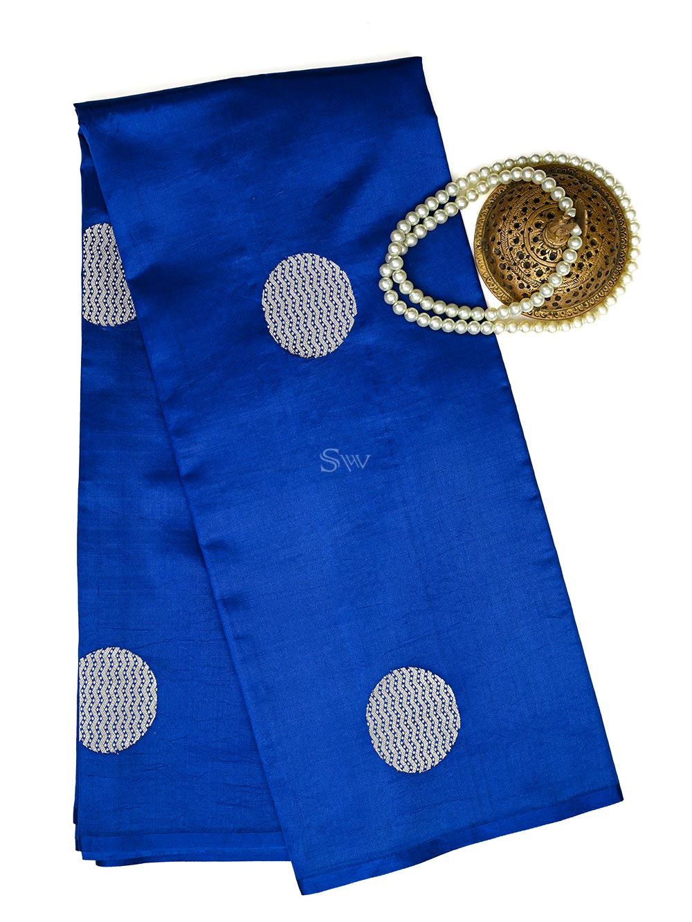 Royal Blue Boota Katan Silk Handloom Banarasi Saree