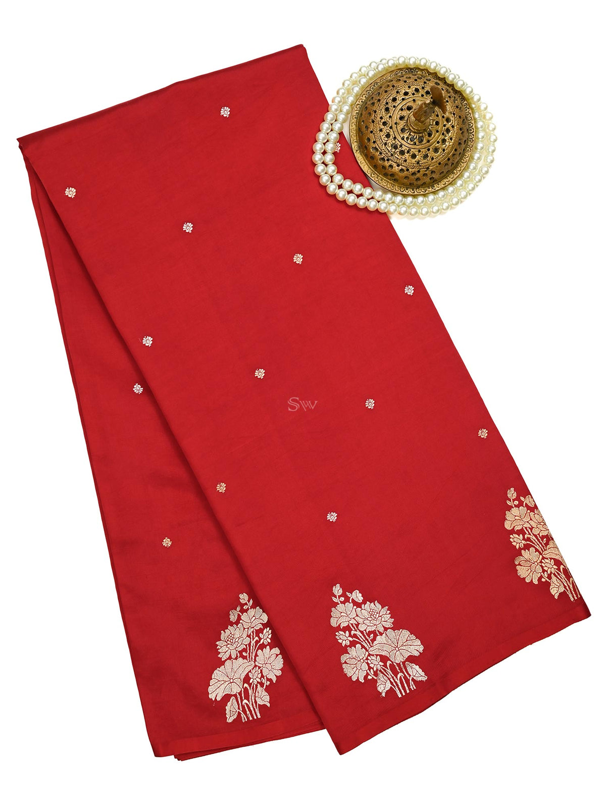 Maroon Booti Katan Silk Handloom Banarasi Saree