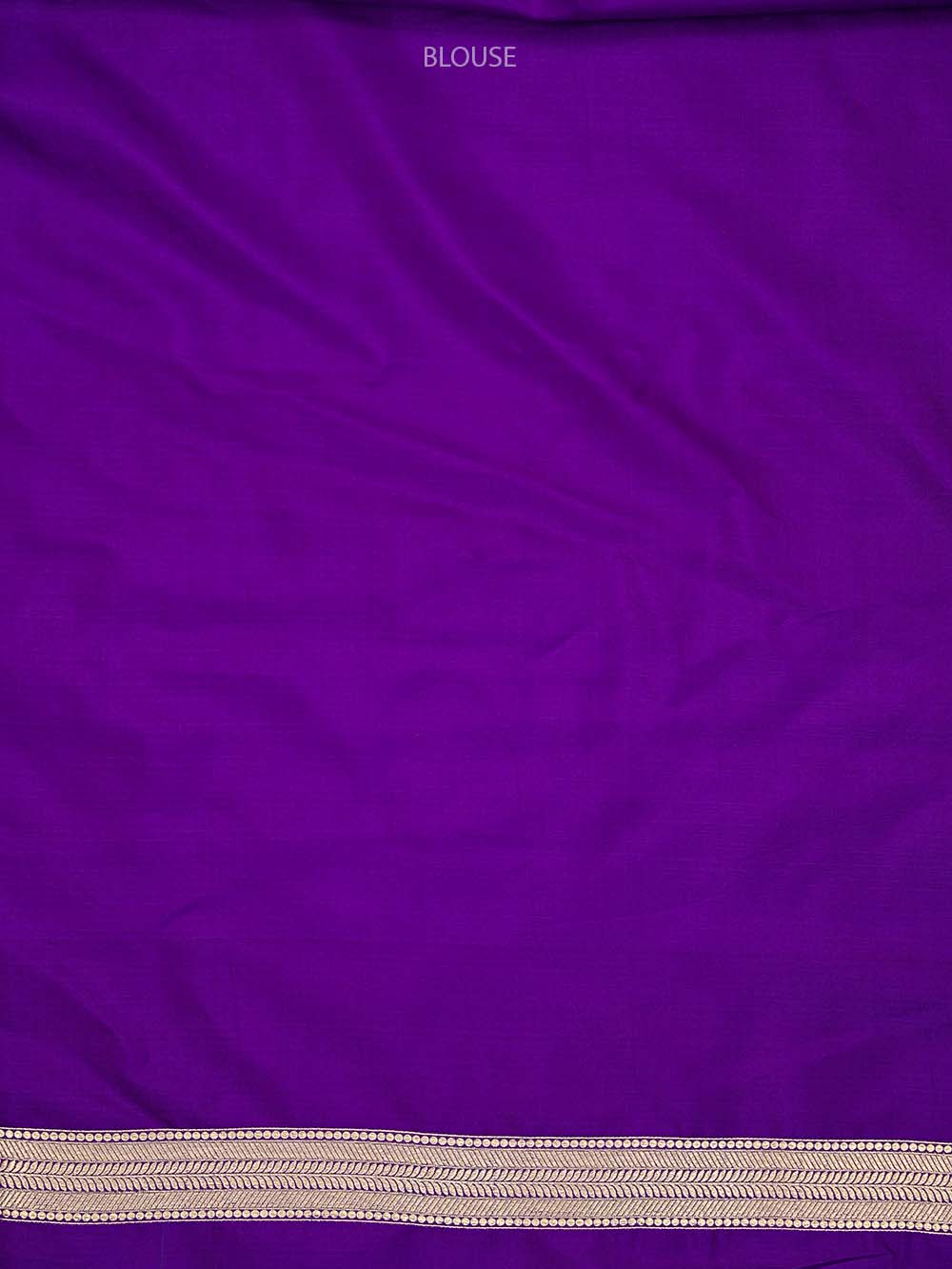 Purple Silk Shikargah Brocade Handloom Banarasi Saree - Sacred Weaves